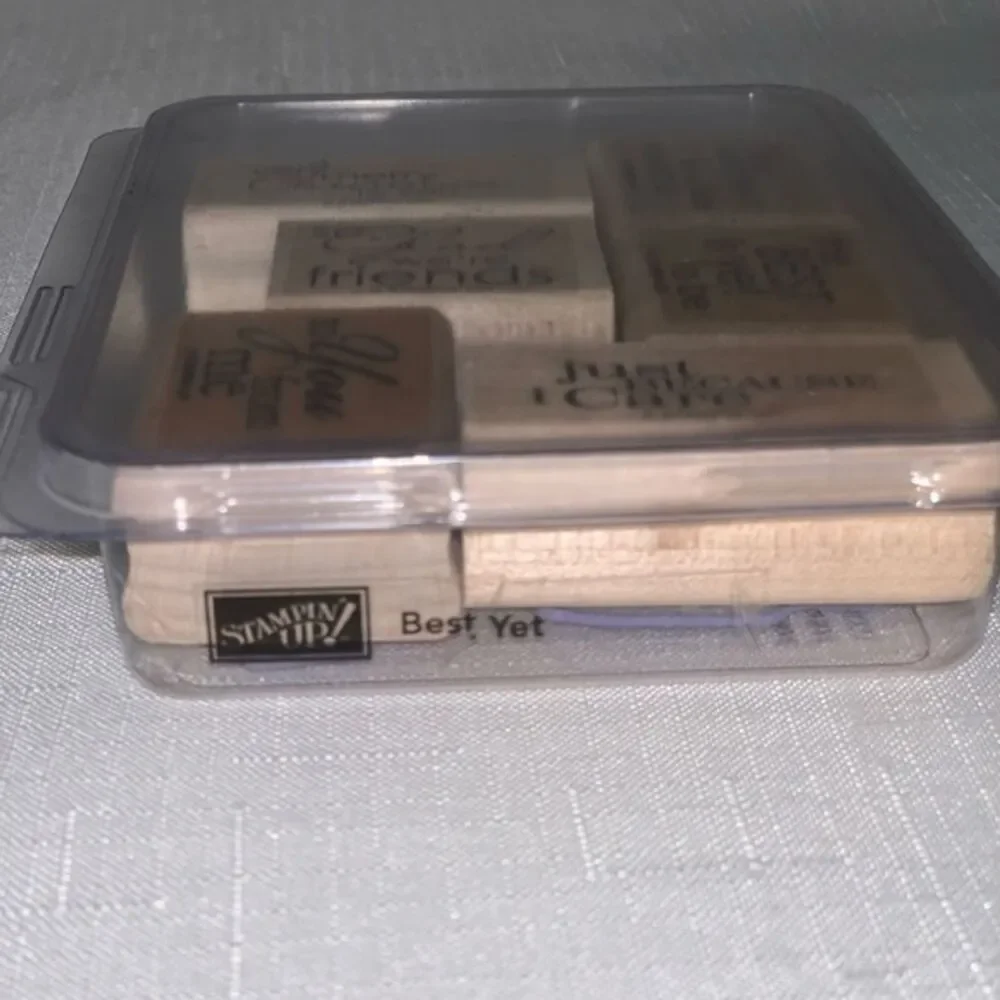 STAMPIN' UP! Best Yet Stamp Set of 6 Rubber Wood Mount Occasion Holiday Greeting